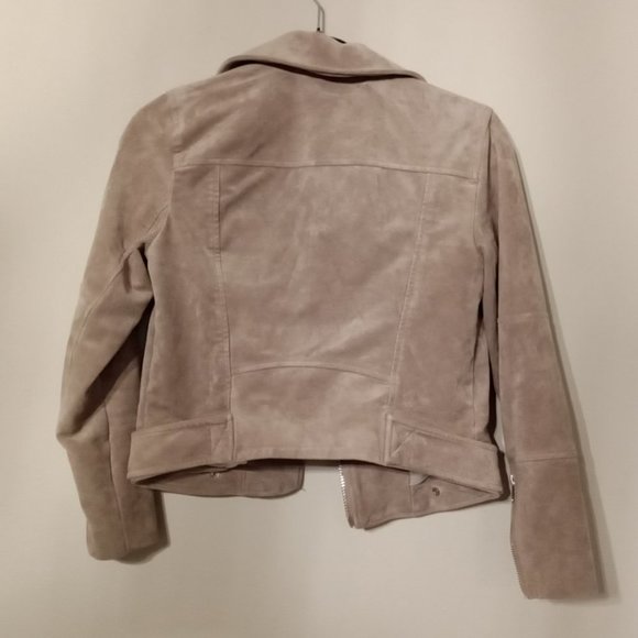 H&M Faux Suede Tan Biker Jacket Size 4 - Picture 5 of 9